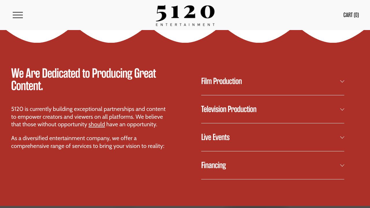 Public service areas: film, television, live events, and financing.